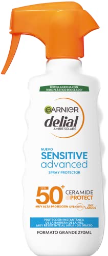 Garnier Protector Solar Spray Adultos Delial Sensitive Advanced para pieles claras, sensibles e intolerantes al sol, IP50+ -270 ml