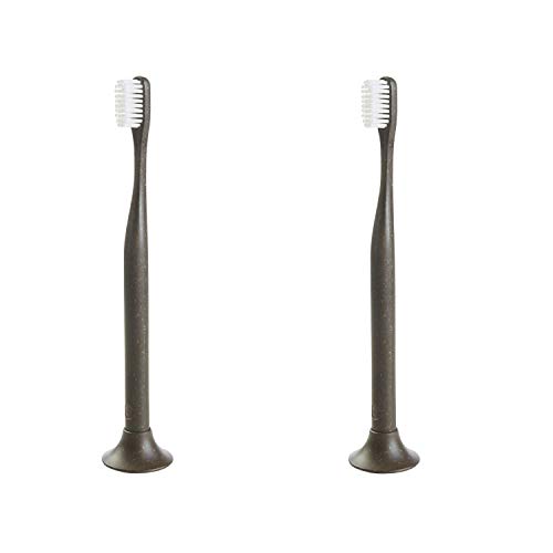 Bogobrush Coffee Brown Toothbrush + Stand Made with Biodegradable Material - Duo Pack