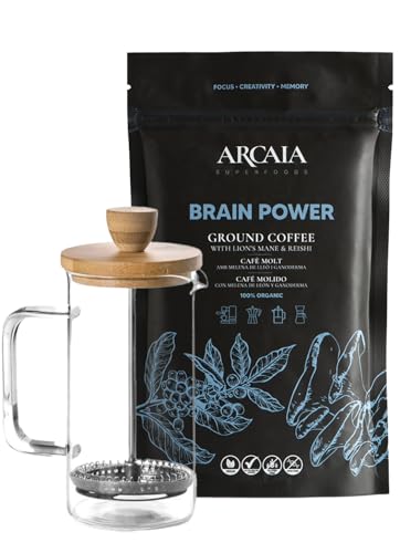BRAIN POWER de Arcaia Superfoods + Cafetera de émbolo -...