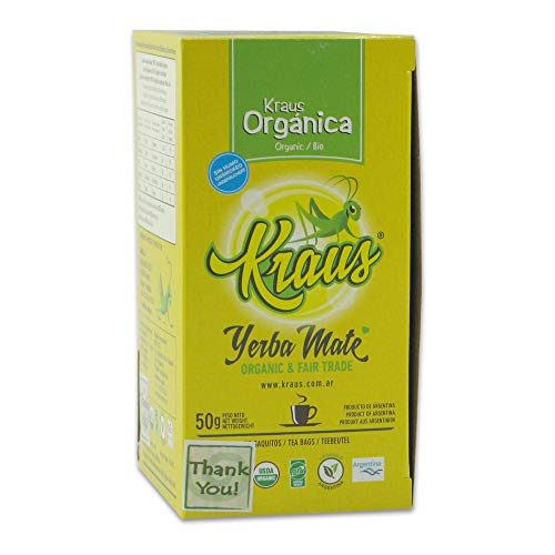 Bolsitas de té sabor yerba mate Kraus Orgánica x 25.
