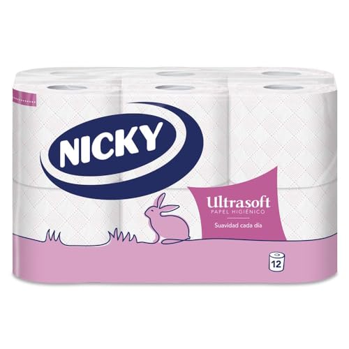Nicky Ultrasoft Papel Higiénico - Paquete de 12 Rollos, 140...