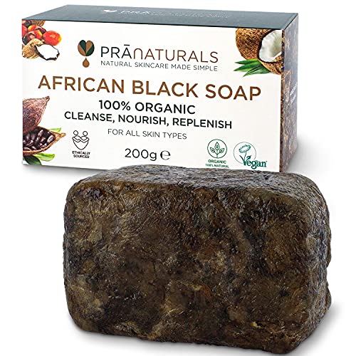 PraNaturals Jabón Negro Africano 200g, Orgánico y Vegano...